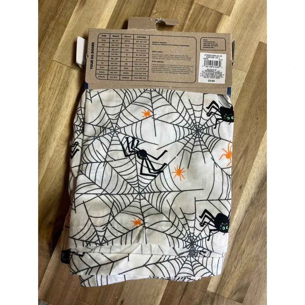 Old Navy Mens XXL Halloween Boxers Spider Web Print White Orange Black  Cotton